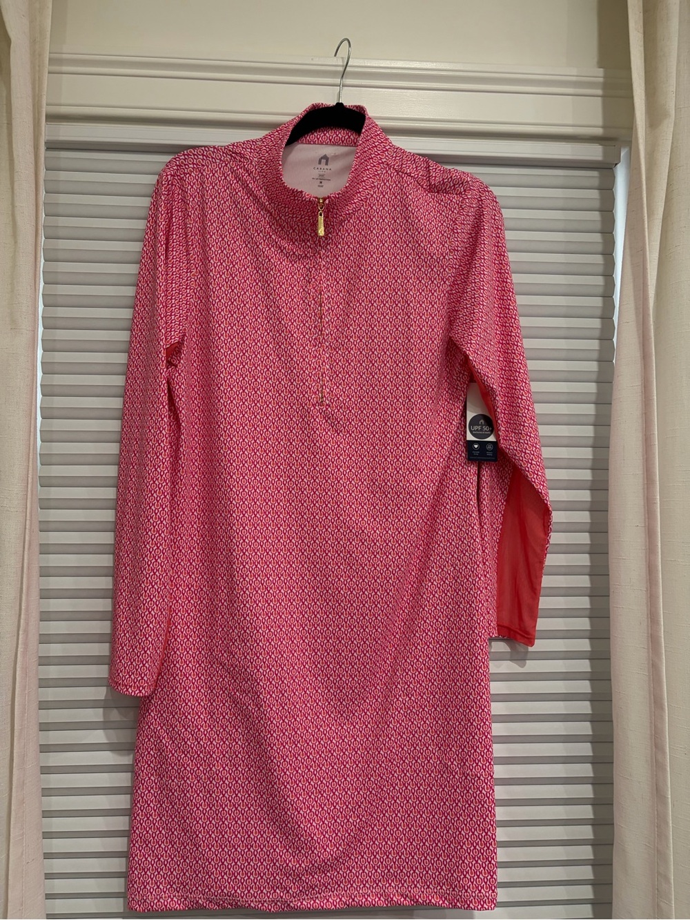 Cabana Life Sport Women’s M Pink Coral UPF 50+ 1/4 Zip Golf Tennis Dress NWT